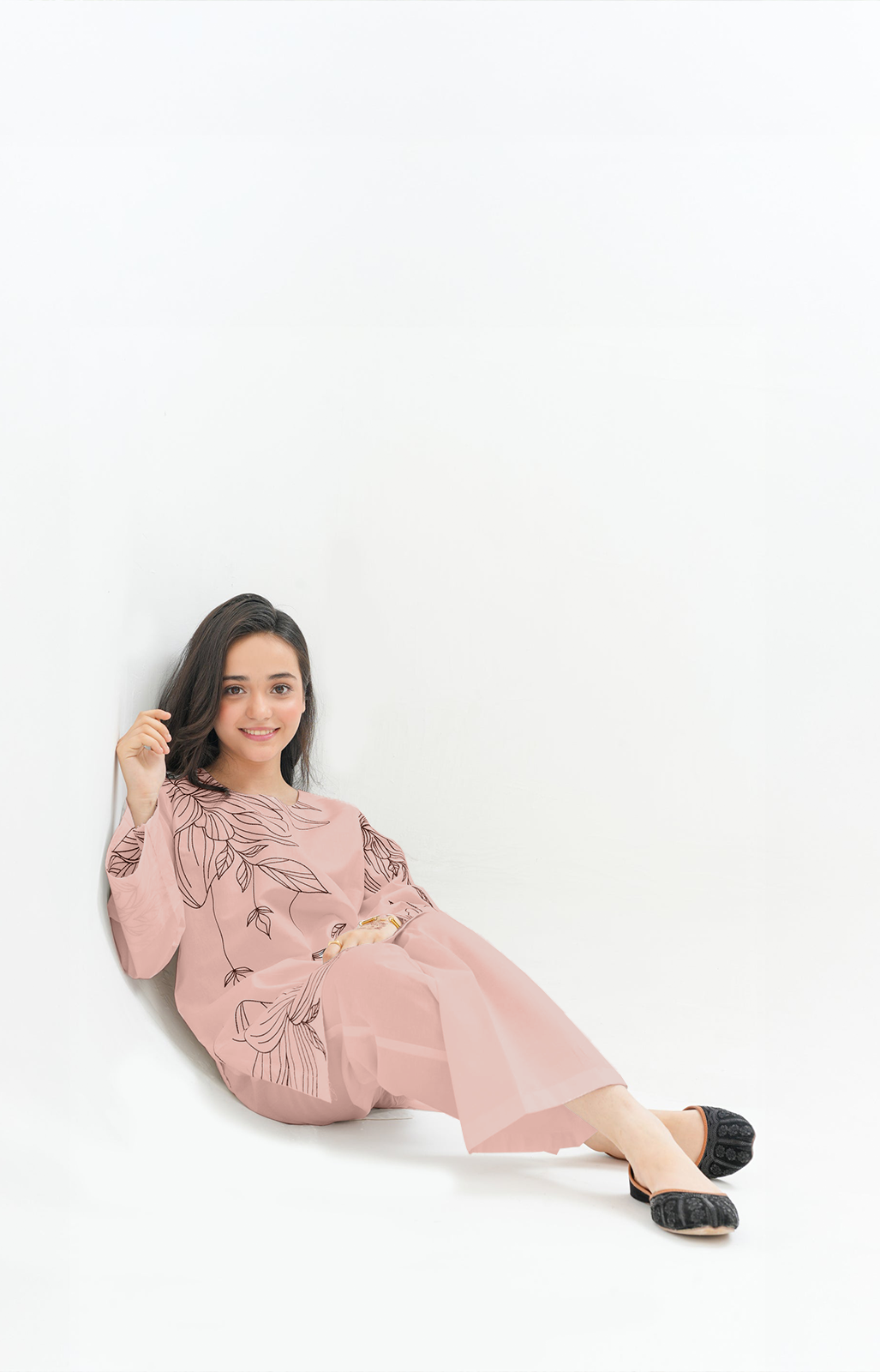2 PIECE EMRODERED LAWN SUIT TEA PINK KRS-1023