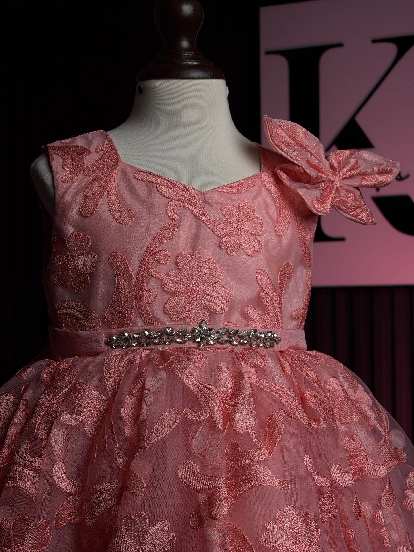 BUTTER FLY FROCK PEACH 4104