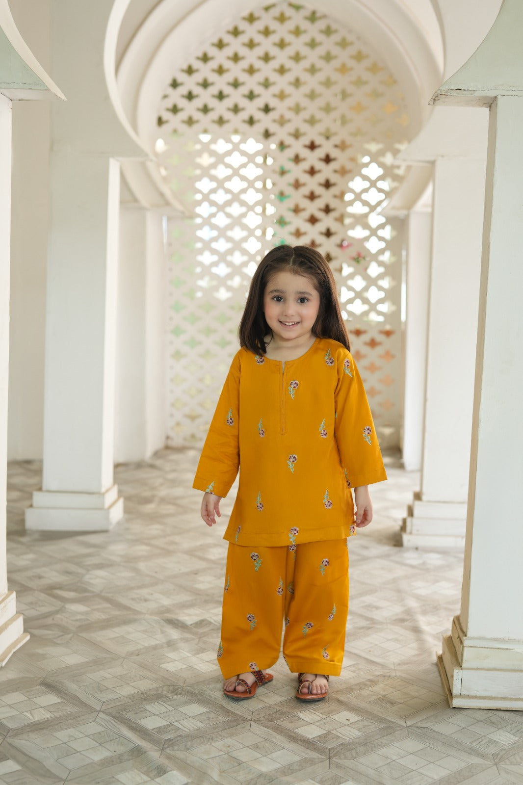 2 PIECE EMBROIDED LAWN SUIT YELLOW KFM-2125