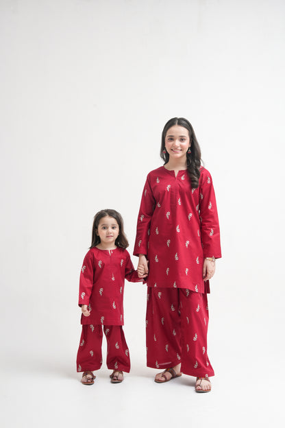 2 PIECE EMBROIDERED LAWN SUIT MAROON KFM-1020