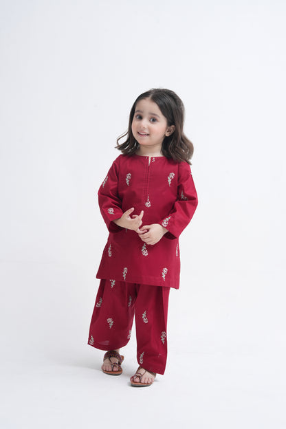 2 PIECE EMBROIDERED LAWN SUIT MAROON KFM-1020