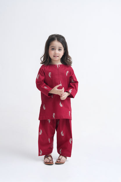 2 PIECE EMBROIDERED LAWN SUIT MAROON KFM-1020