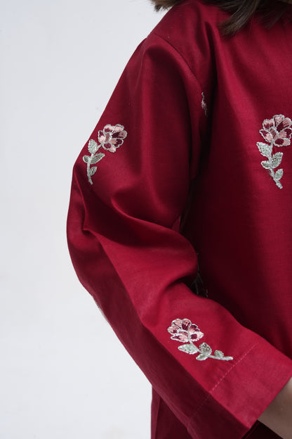 2 PIECE EMBROIDERED LAWN SUIT MAROON KFM-1020