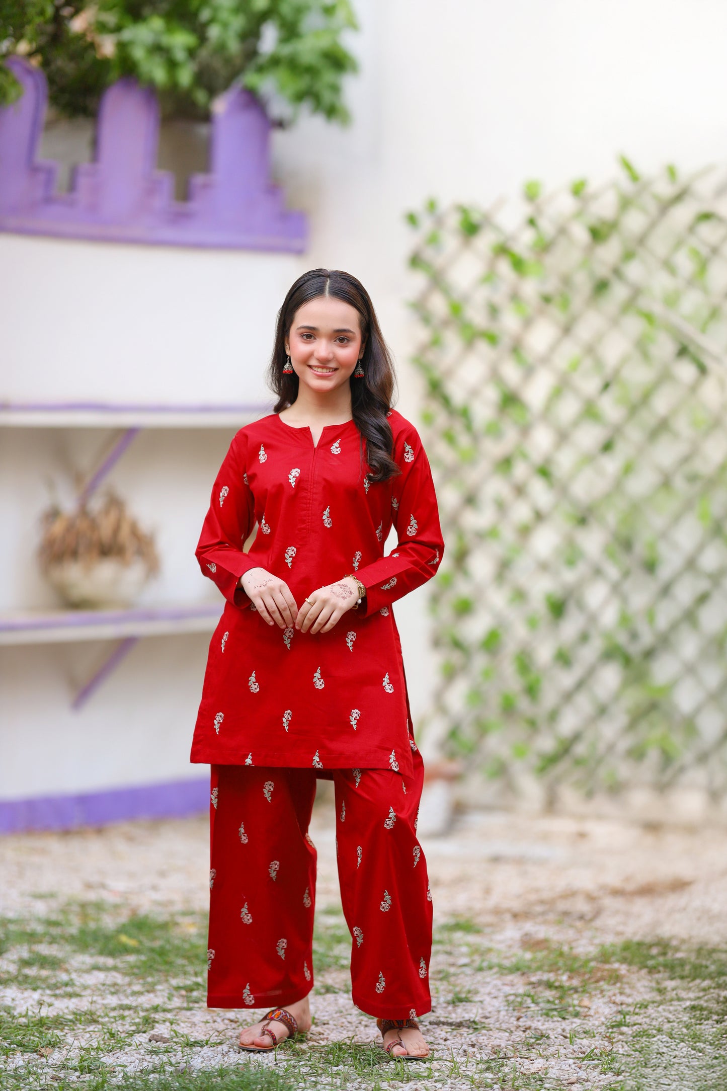 2 PIECE EMBROIDERED LAWN SUIT MAROON KFM-1020