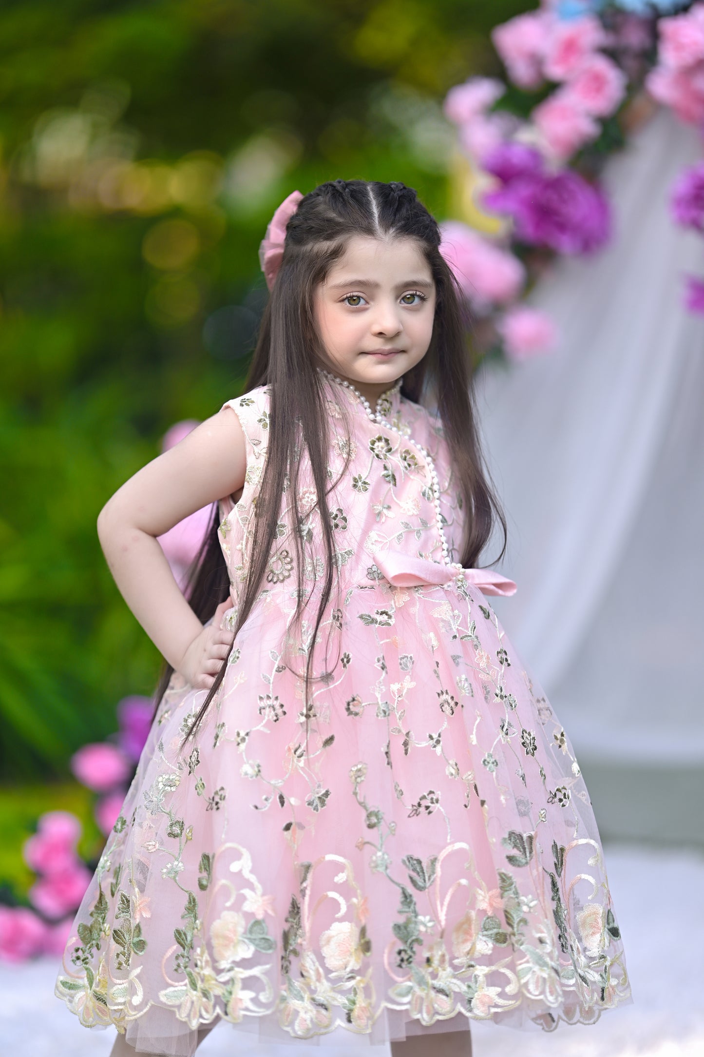 MANDARIN COLLAR FROCK PINK