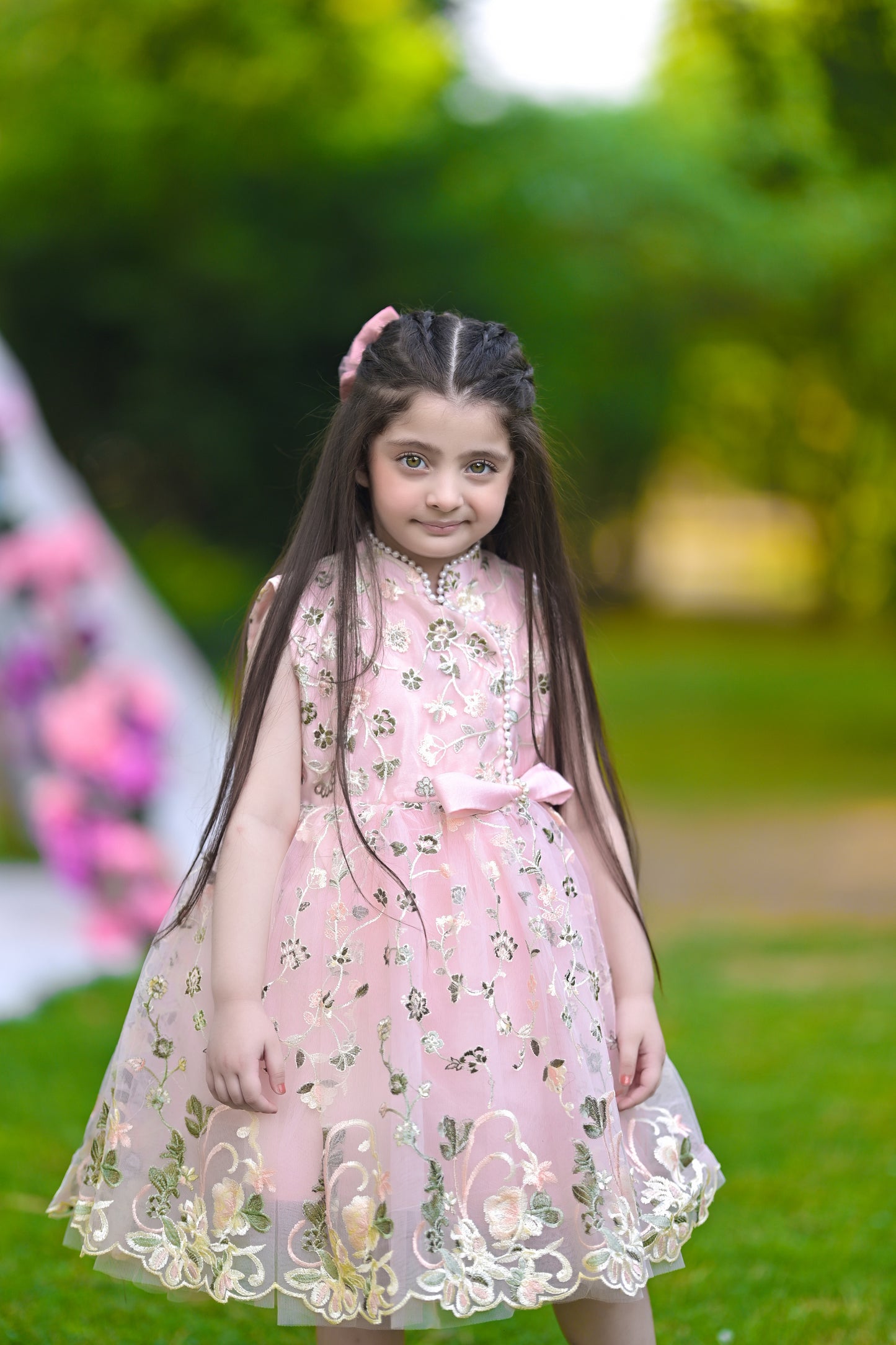 MANDARIN COLLAR FROCK PINK