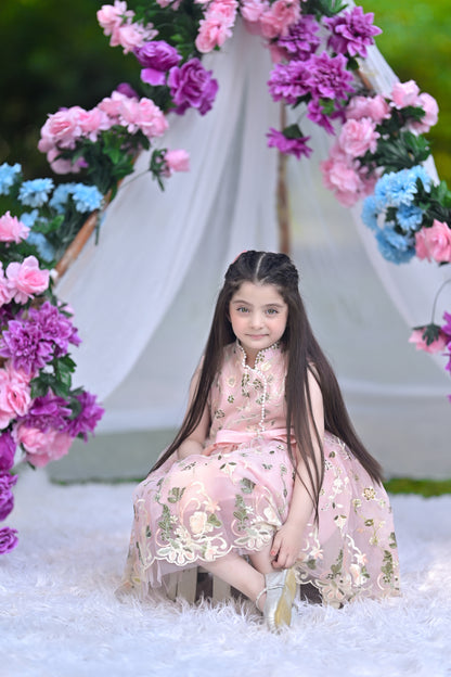 MANDARIN COLLAR FROCK PINK