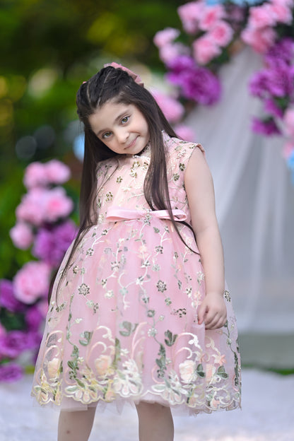 MANDARIN COLLAR FROCK PINK